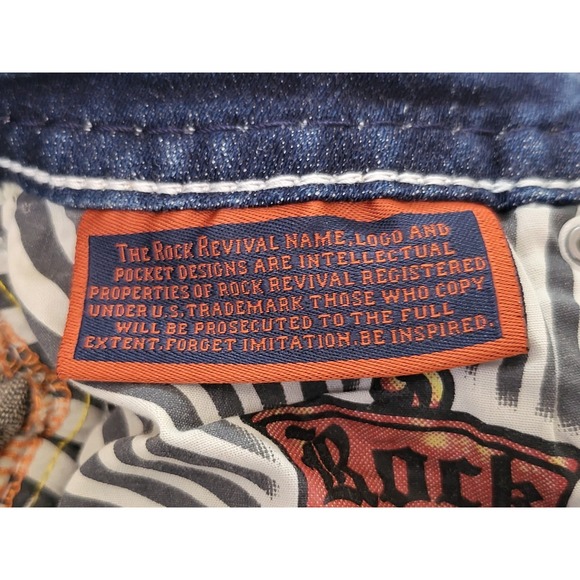 Rock Revival Rosalie Skinny Jeans Womens 28 Embellished Rhinestone Pockets - Picture 9 of 14